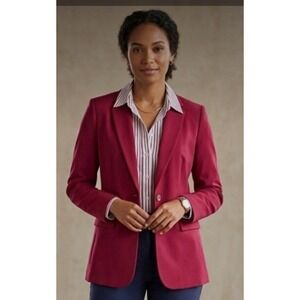 Cacybell Burgundy Blazer Suit Jacket Medium KY0521 Women Single Button Red